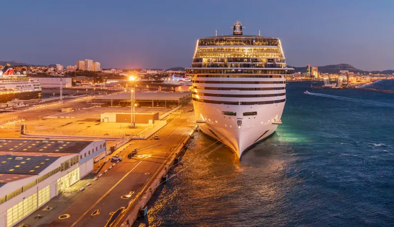 A cruise ship at the Marseille cruise terminal